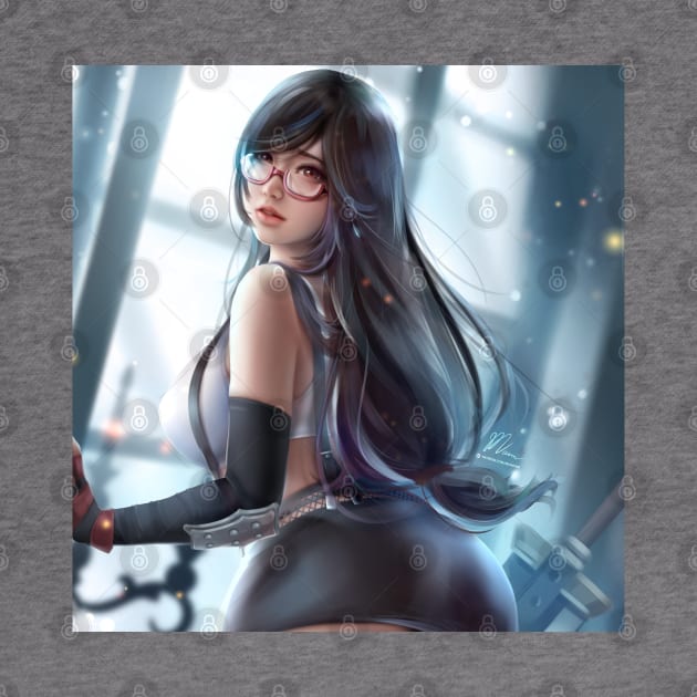 Cute Glasses Tifa Lockhart Fanart by mumeaw